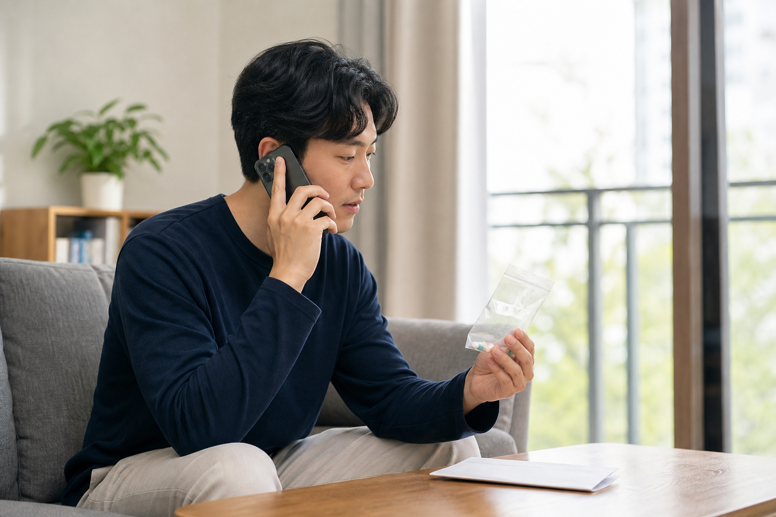 수술 전 복용약을 의료기관에 전화로 알리는 교육용 가상 성인