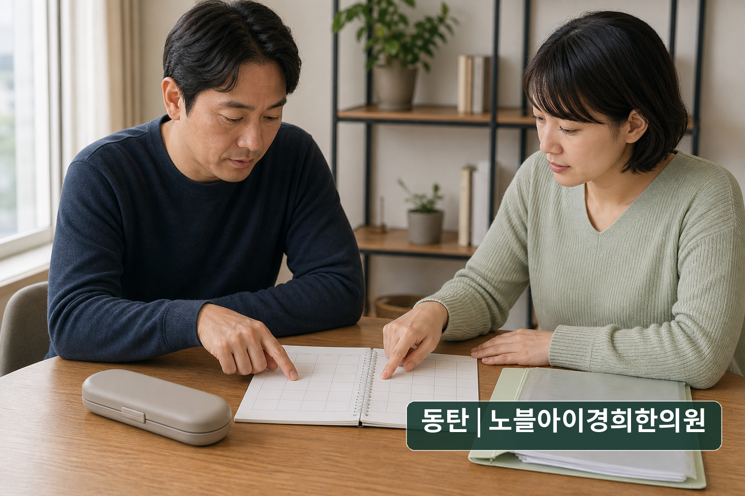 시술 일정과 전체 복용약을 함께 확인하는 중립적 교육용 상담 장면