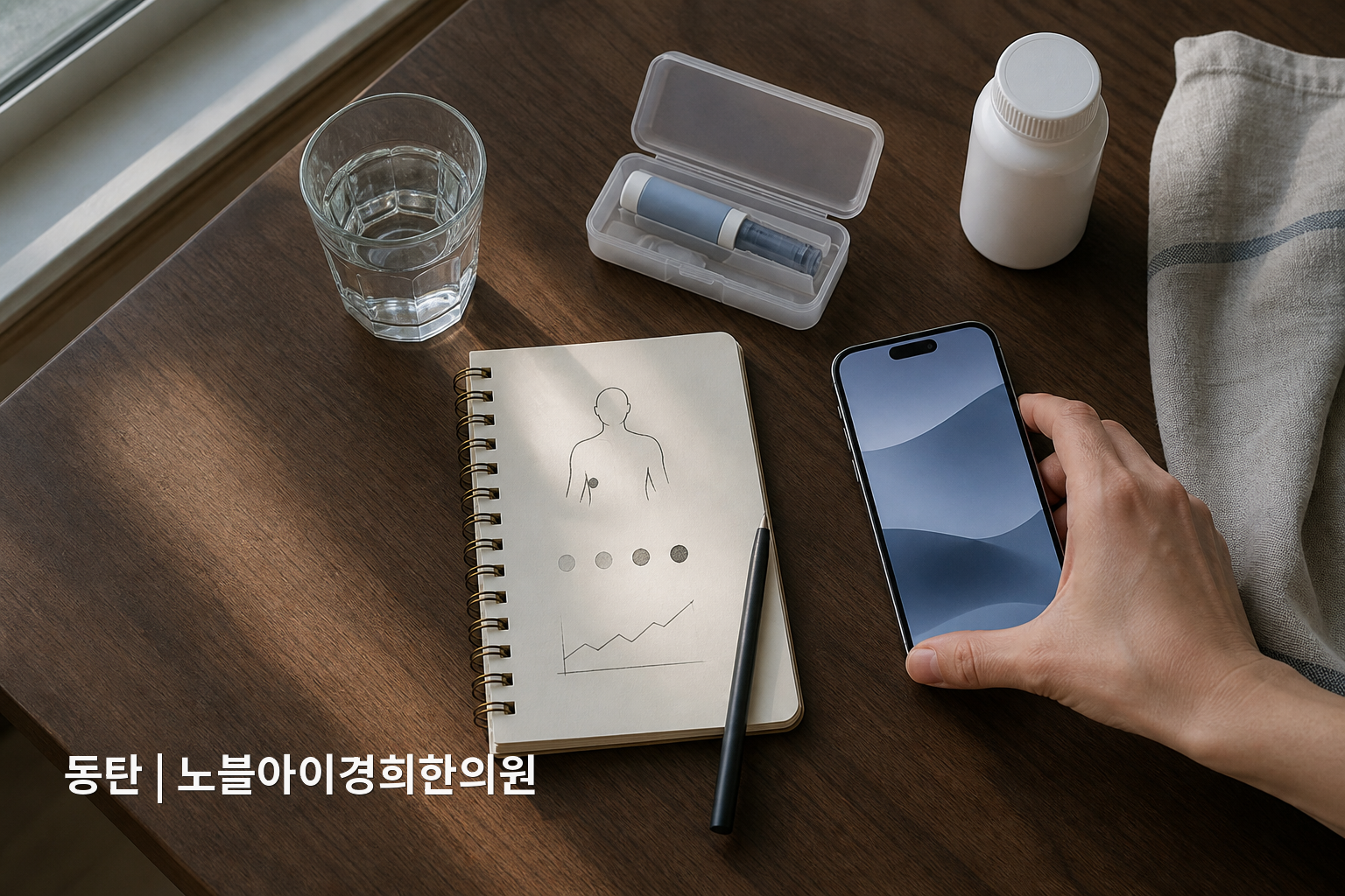 윗배 통증 위치와 최근 체중 변화, 복용약 정보를 한 장에 모으는 교육용 기록 정물